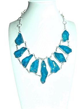 Blue Titanium 925 Overlay Large Necklace